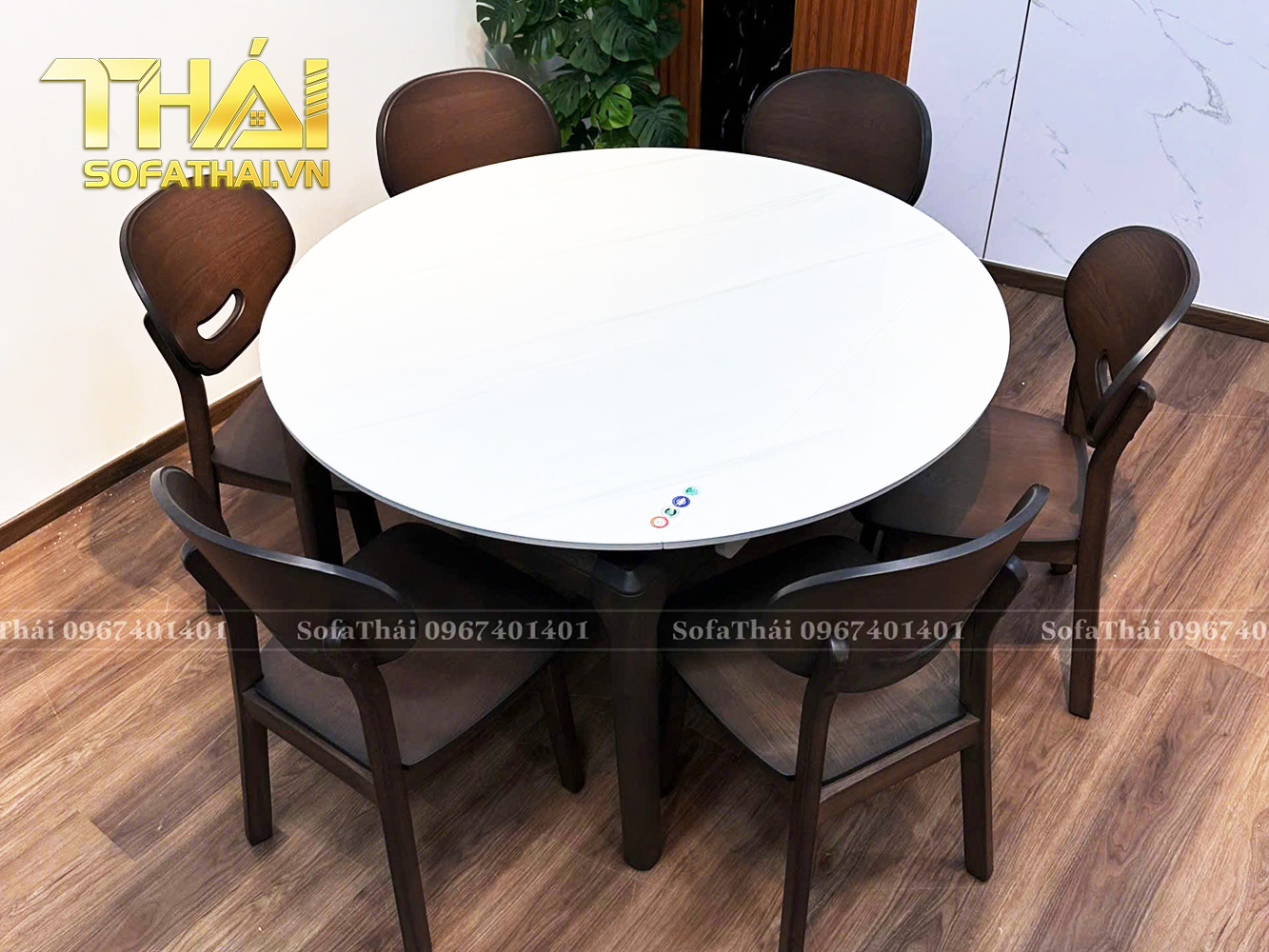 Bộ Bàn Ăn Mặt Đá Tròn 2 Trong 1 Thông Minh 6 Ghế Nhập Khẩu Cực Hot