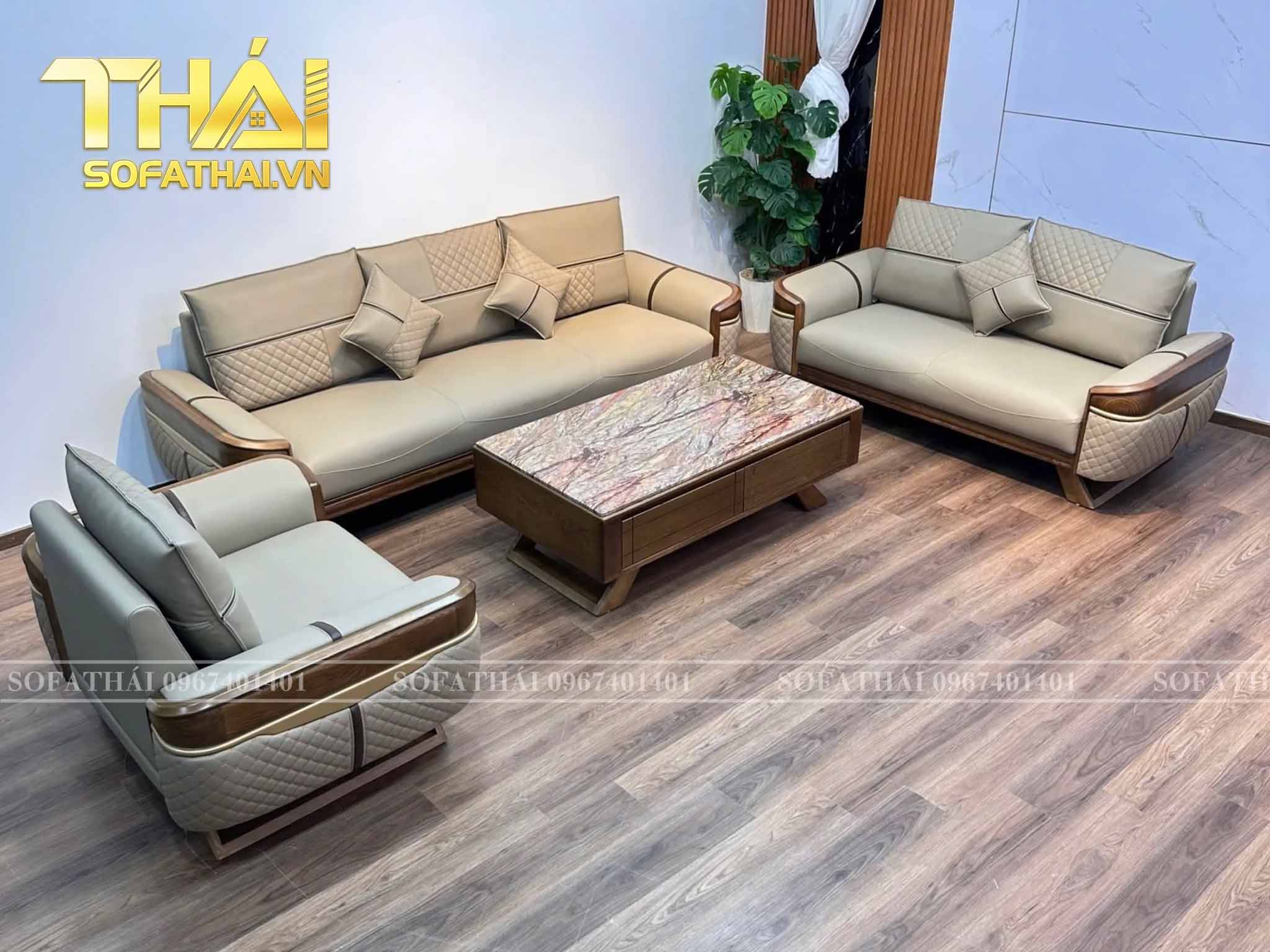 Ghế Sofa Gỗ Sồi Nga Nhập Khẩu Cao Cấp Băng 3-2-1