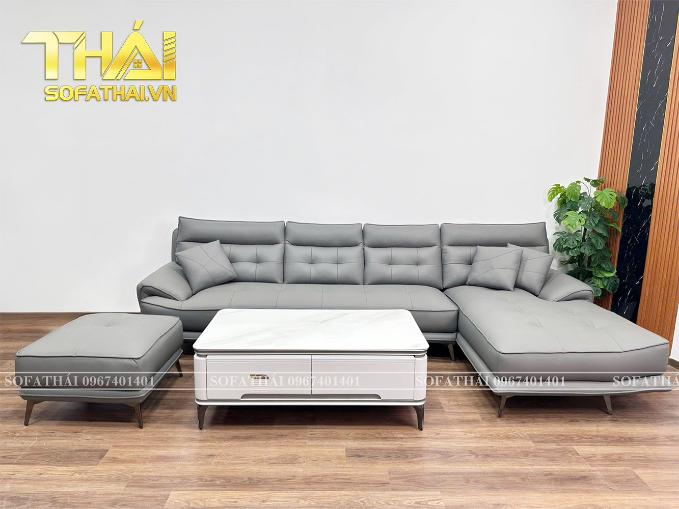 Ghế Sofa Góc L Bàn Trà Cao Cấp Hiện Đại Chống Trầy