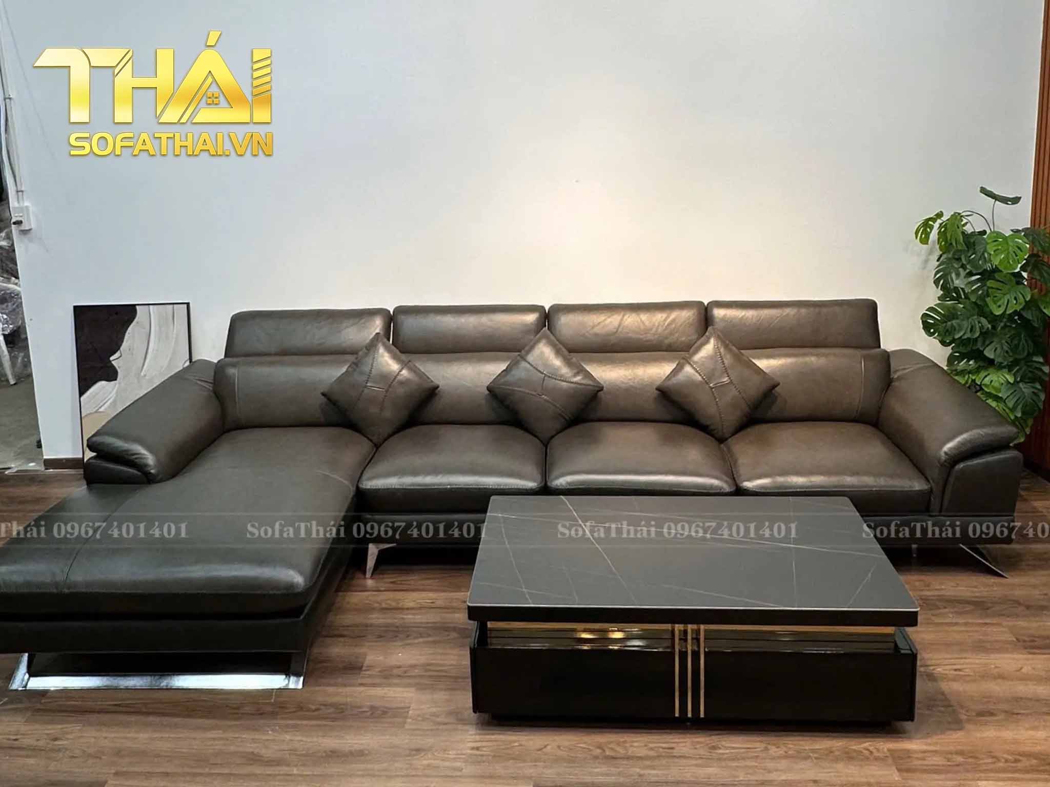 Ghế Sofa Góc L Da Bò Ý Nhập Khẩu Cao Cấp