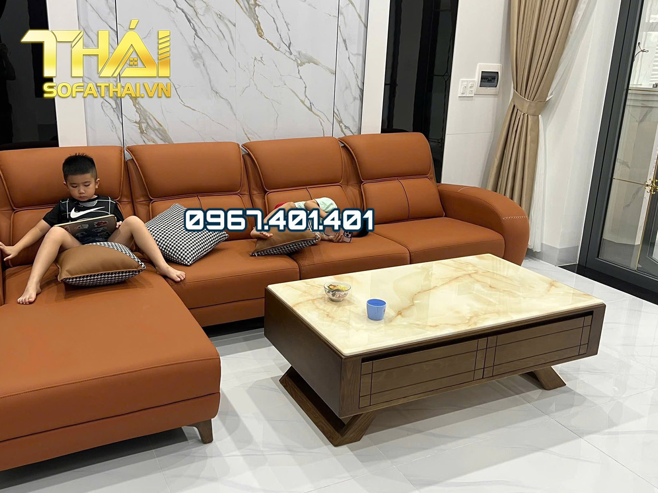 Ghế Sofa Góc L Gỗ Sồi Bọc Da Chống Trầy Xước, Lau Được Mực