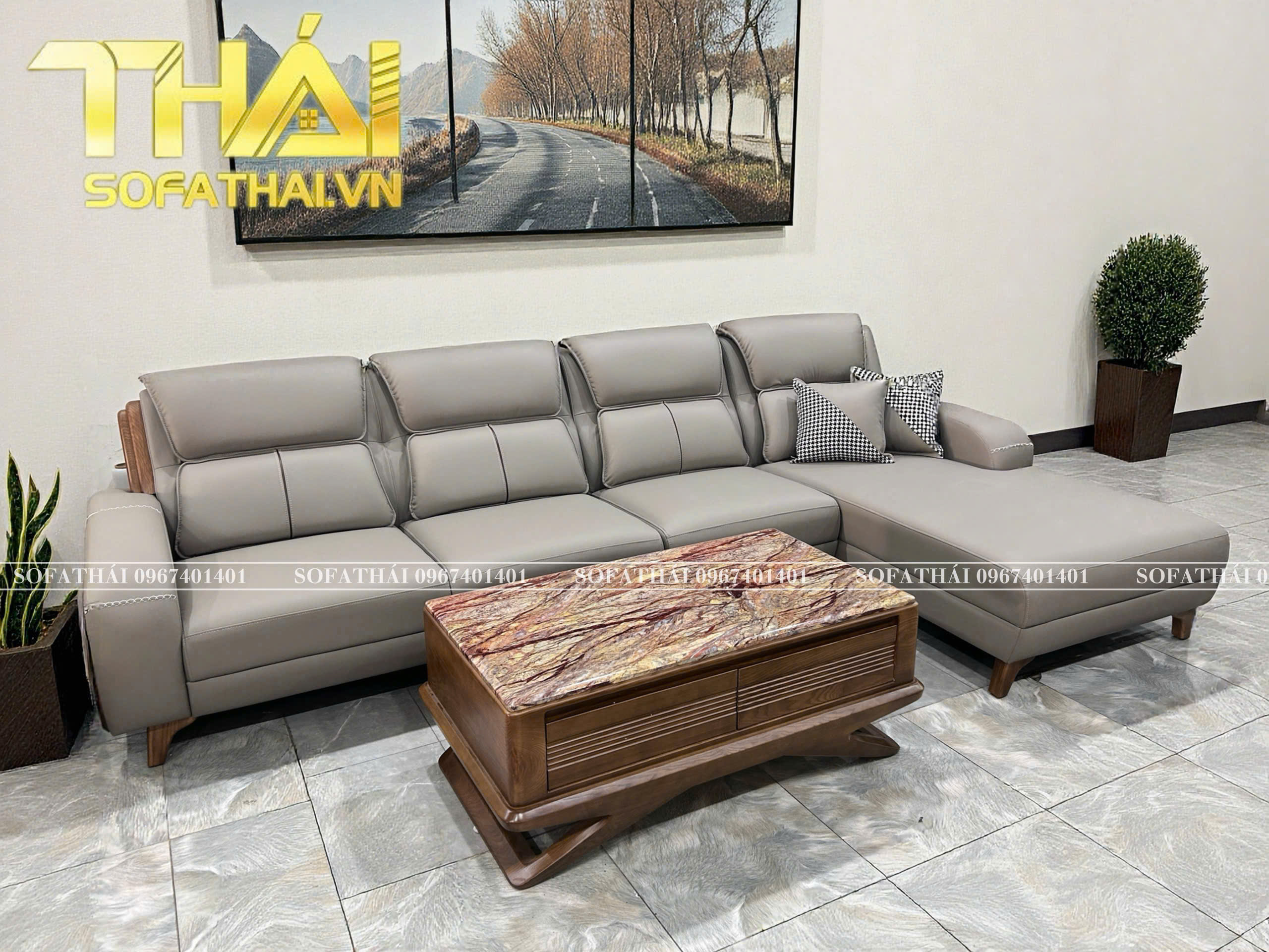 Ghế Sofa Góc L Gỗ Sồi Cao Cấp mang Phong Cách Hiện Đại