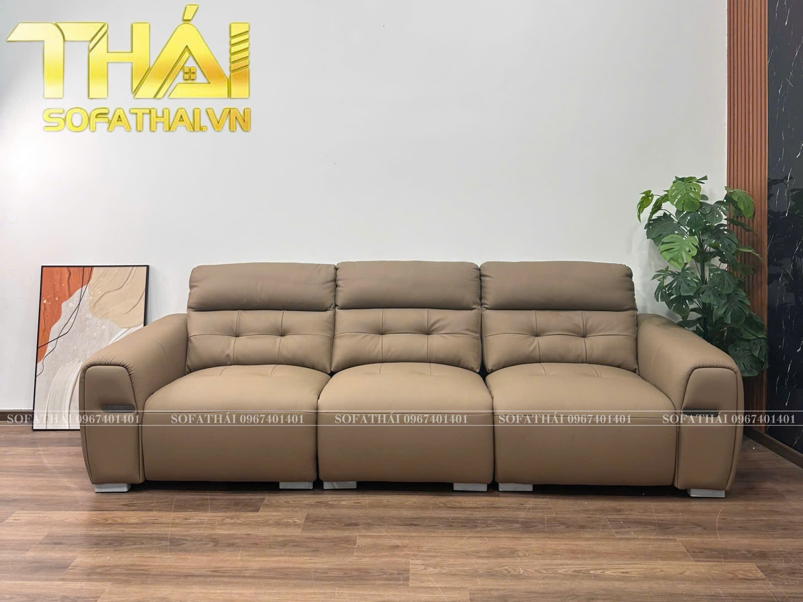 Ghế Sofa Băng Da Bò Ý Phong Cách Hiện Đại Độc Đáo 2m8 - Ảnh 2