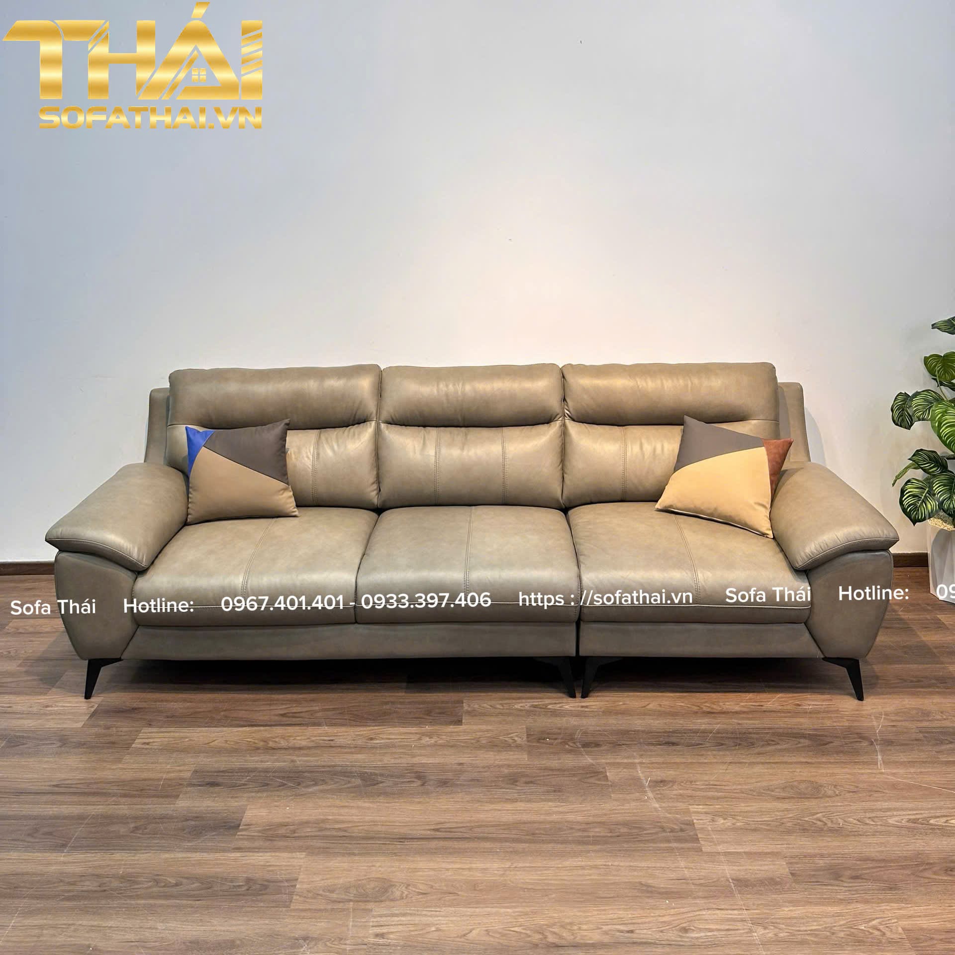 Sofa băng da bò thật 2m8 – Bọc full da