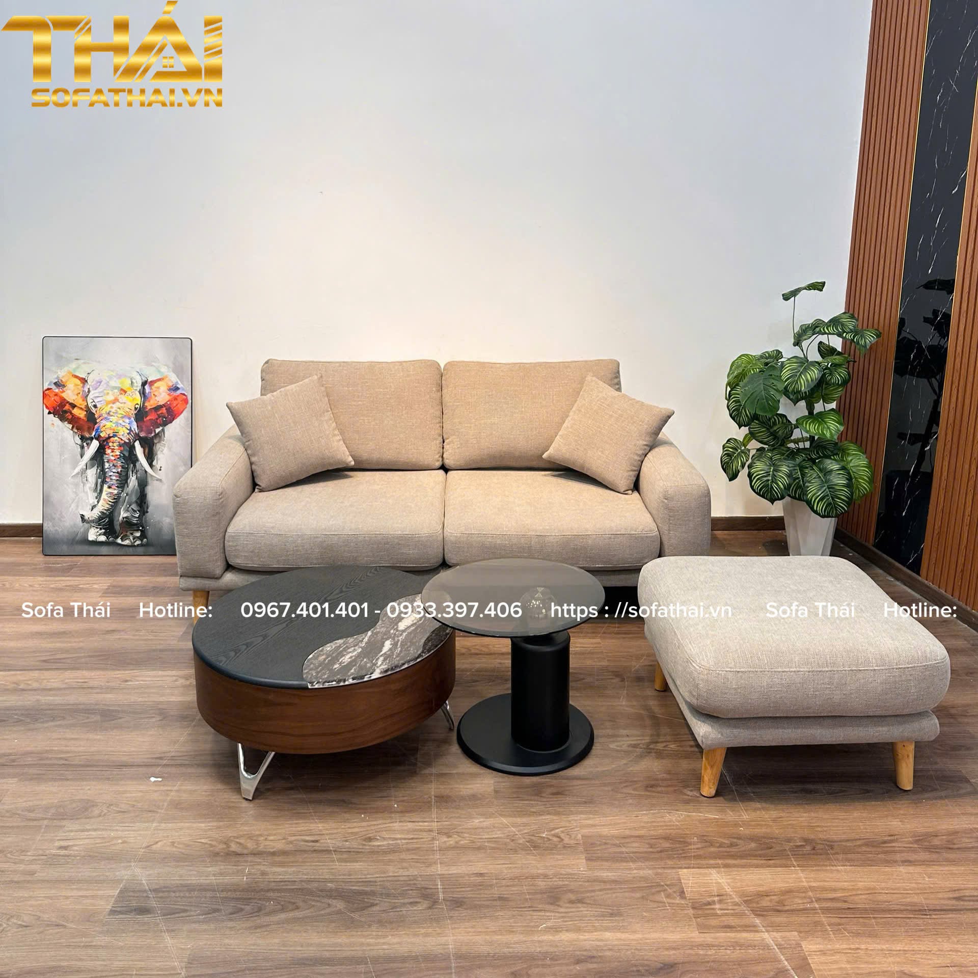 Sofa băng bọc vải nỉ